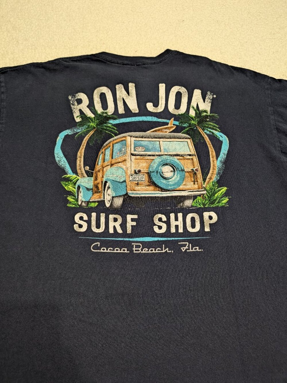 Ron Jon Surf Shop Cocoa Beach Navy Graphic Pocket Tee XXL